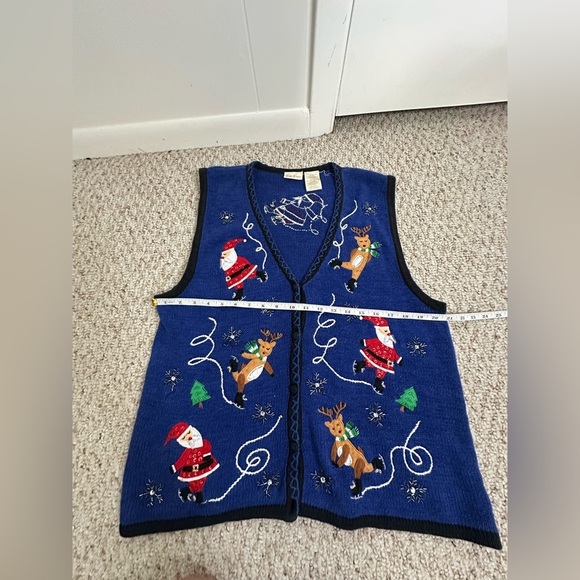 Bobbie Brooks Blue Christmas Sweater Vest - Picture 7 of 8